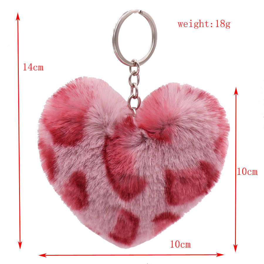 Leopard Pattern Love Plush Keychains