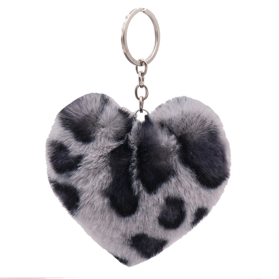 Leopard Pattern Love Plush Keychains