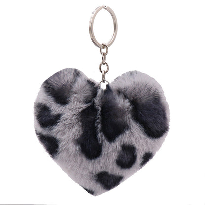 Leopard Pattern Love Plush Keychains