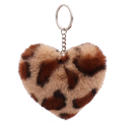 Leopard Pattern Love Plush Keychains