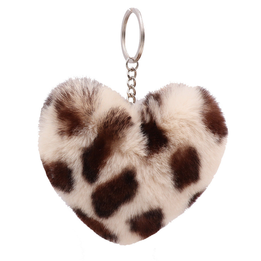 Leopard Pattern Love Plush Keychains