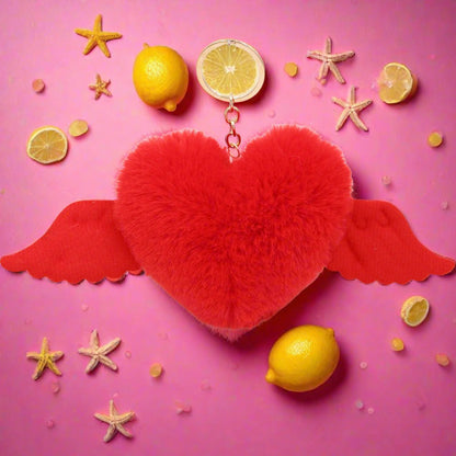 Love Wings Fur Ball Keychain