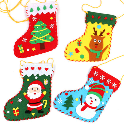 Wholesale Christmas Socks DIY Children's Handmade Non-woven Puzzle Toys