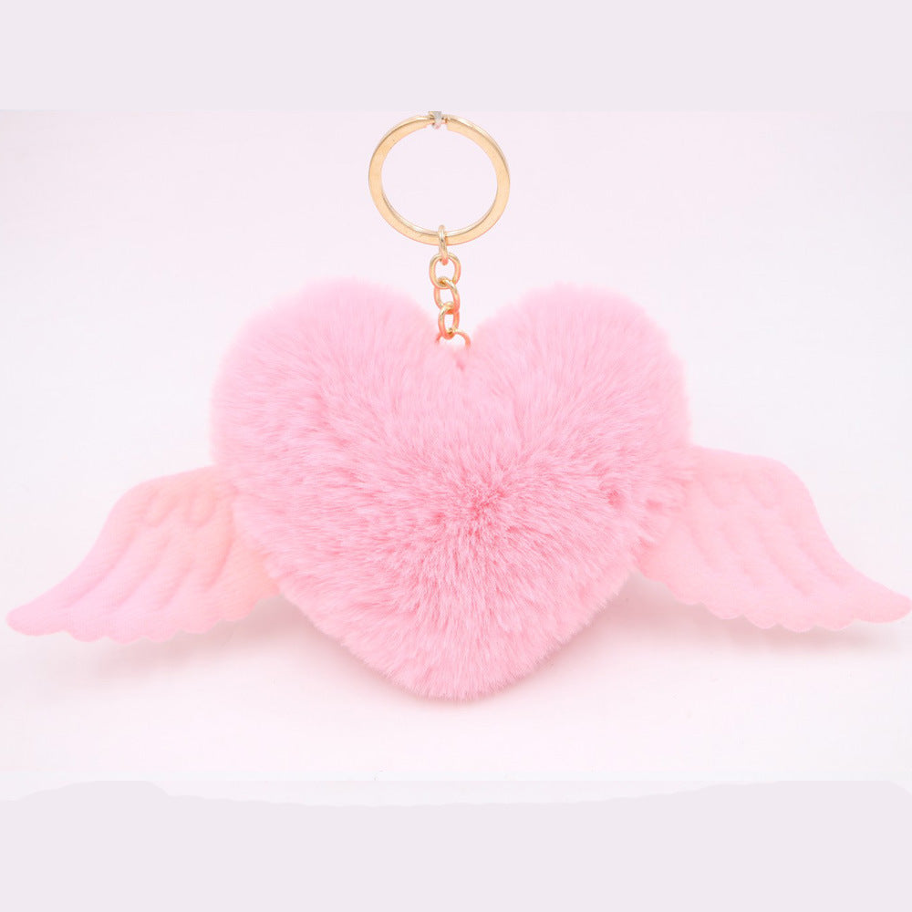 Love Wings Fur Ball Keychain