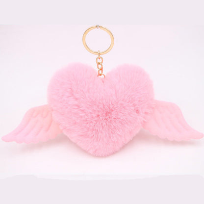Love Wings Fur Ball Keychain