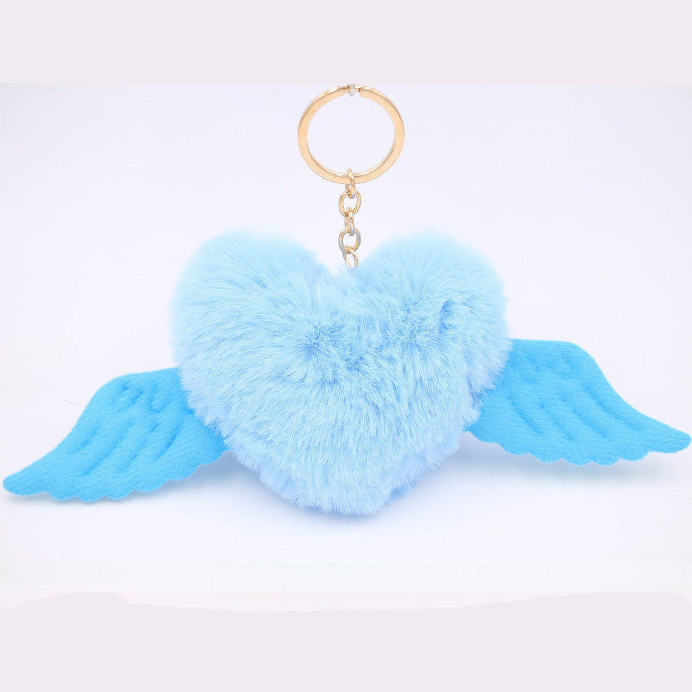 Love Wings Fur Ball Keychain