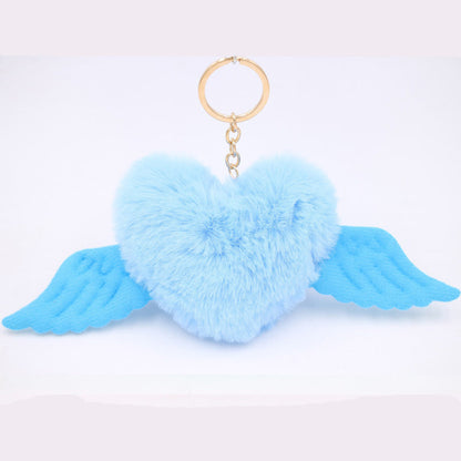 Love Wings Fur Ball Keychain