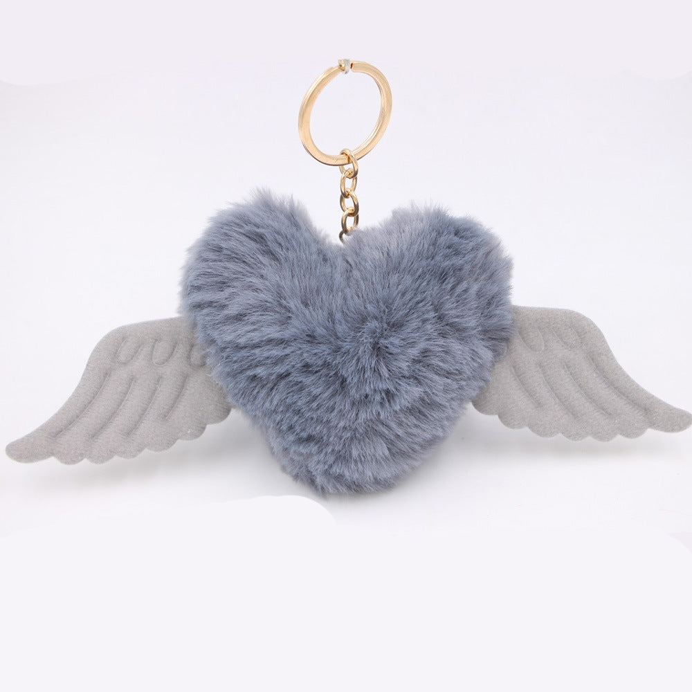 Love Wings Fur Ball Keychain
