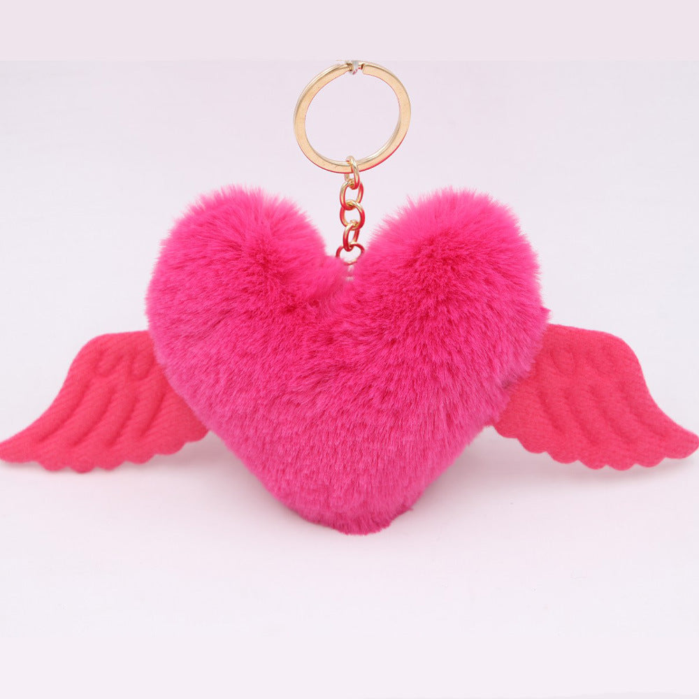 Love Wings Fur Ball Keychain