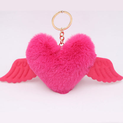 Love Wings Fur Ball Keychain