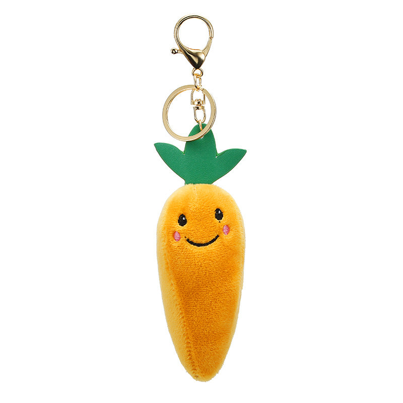 Simulated Apple Banana Fruit Hair Ball Keychain