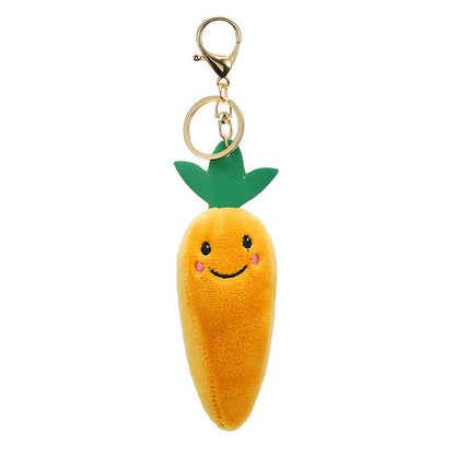Simulated Apple Banana Fruit Hair Ball Keychain