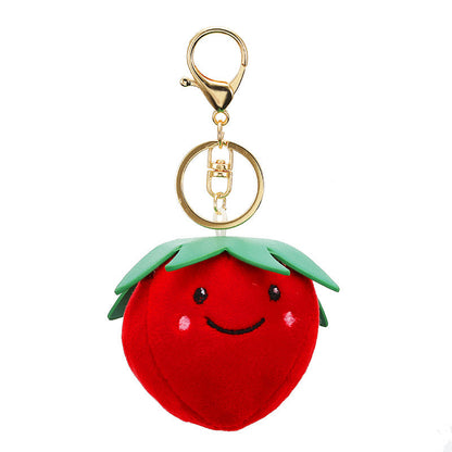 Simulated Apple Banana Fruit Hair Ball Keychain