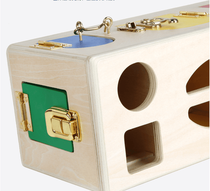 Educational Shape Lock Box Wooden Toy for Preschool Kids