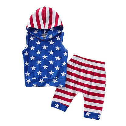 Boys American Flag Tracksuit Polyester Baby Clothes
