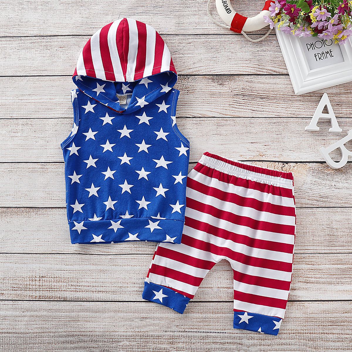 Boys American Flag Tracksuit Polyester Baby Clothes