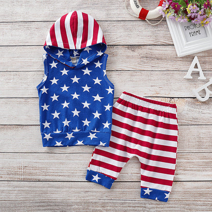 Boys American Flag Tracksuit Polyester Baby Clothes