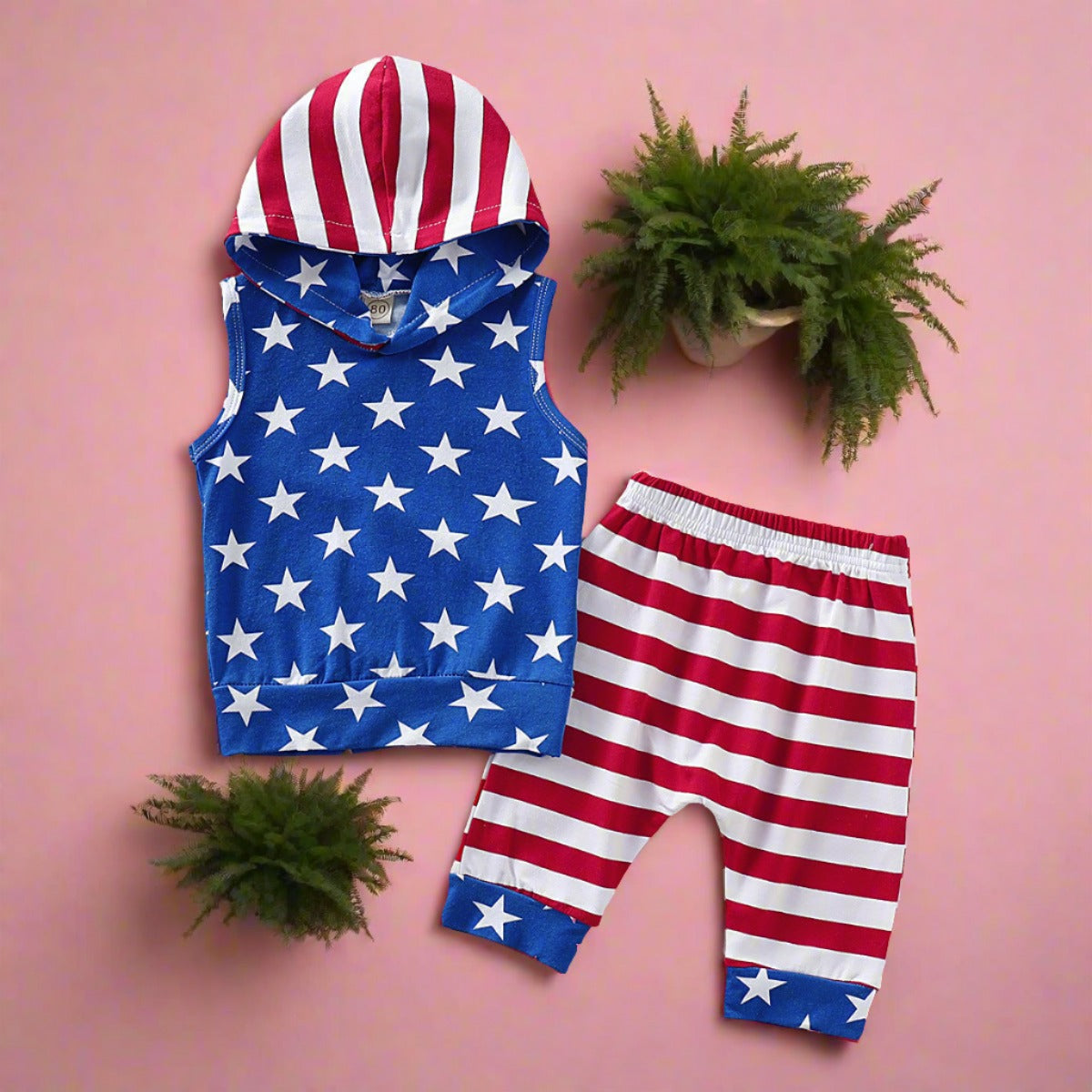 Boys American Flag Tracksuit Polyester Baby Clothes
