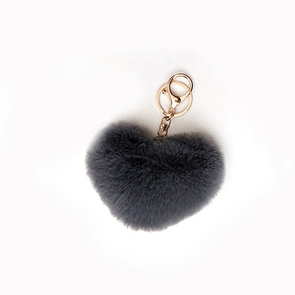 Plush Peach Heart Imitation Otter Rabbit Hair Keychains