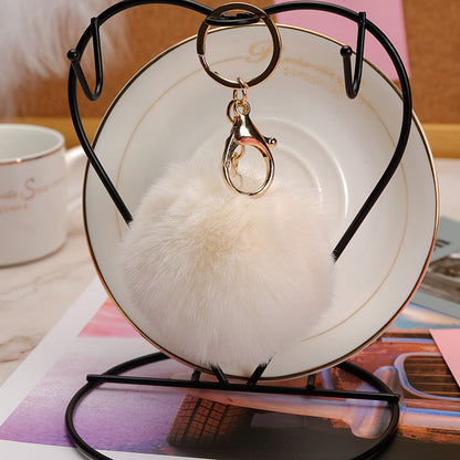Imitation Rex Rabbit Fur Ball Keychain