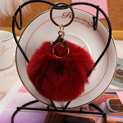 Imitation Rex Rabbit Fur Ball Keychain
