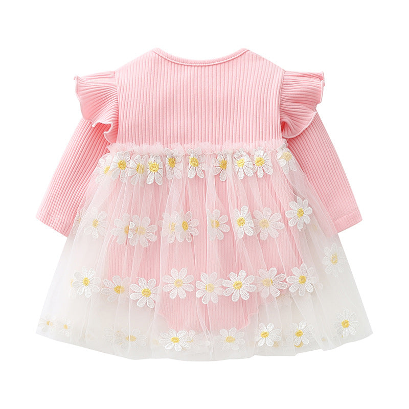 Baby Girls Flower Lace Dresses Headwear