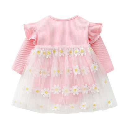 Baby Girls Flower Lace Dresses Headwear