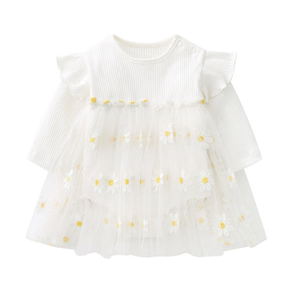 Baby Girls Flower Lace Dresses Headwear