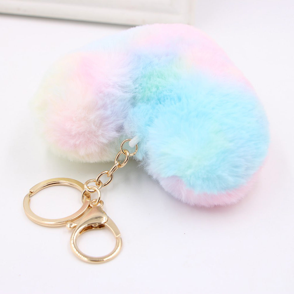 Color Love Cute Fur Ball Plush Key Chain