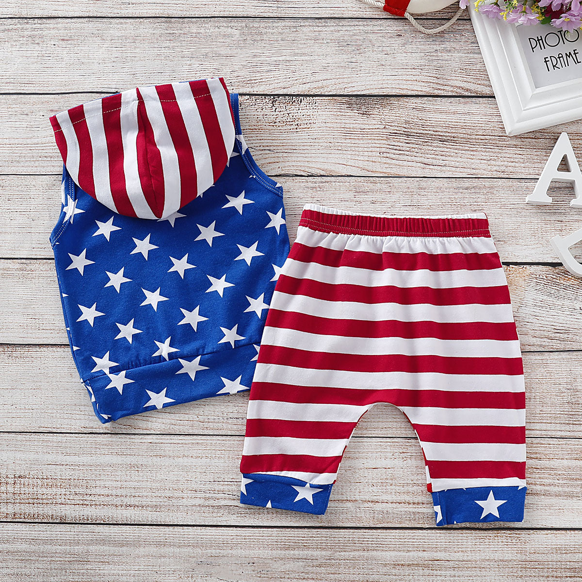 Boys American Flag Tracksuit Polyester Baby Clothes