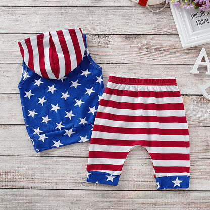 Boys American Flag Tracksuit Polyester Baby Clothes