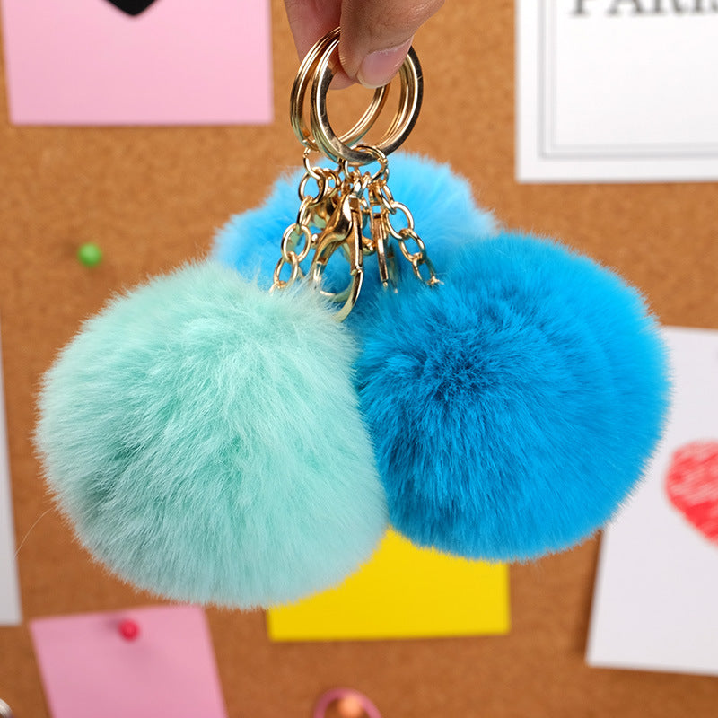 Imitation Rex Rabbit Fur Ball Keychain