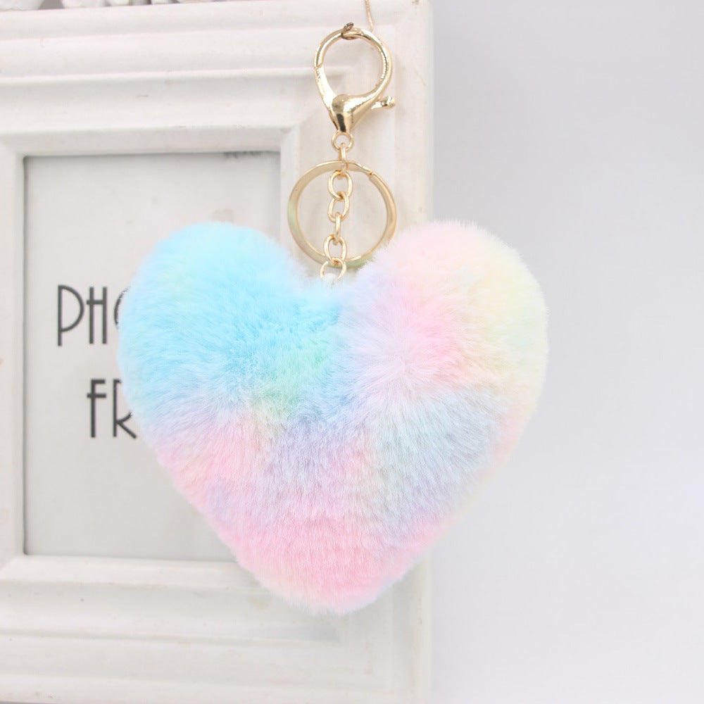 Color Love Cute Fur Ball Plush Key Chain