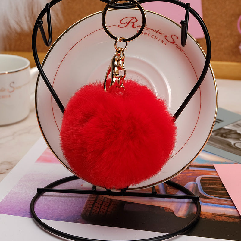 Imitation Rex Rabbit Fur Ball Keychain