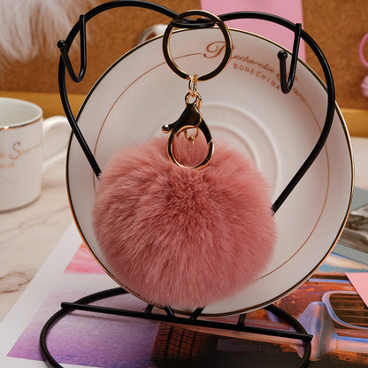 Imitation Rex Rabbit Fur Ball Keychain