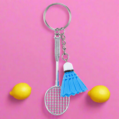 Mini badminton metal keychain