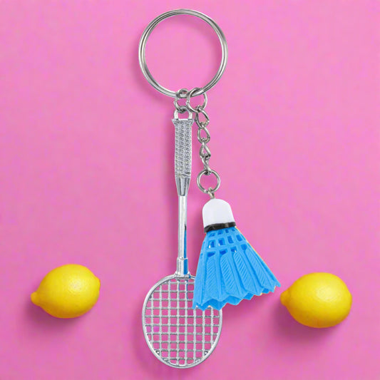 Mini badminton metal keychain