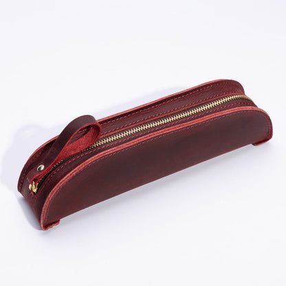 Handmade Genuine Leather Creative Fashion Retro Zipper Pencil Case