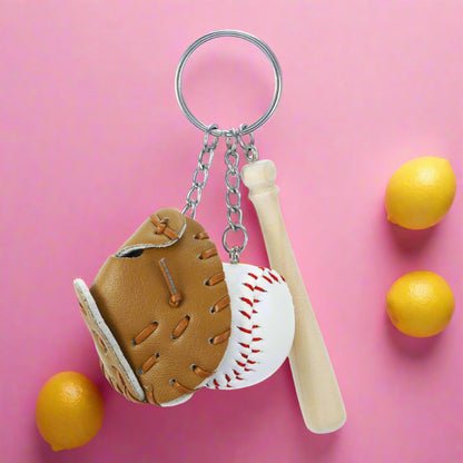 Mini baseball metal keychain