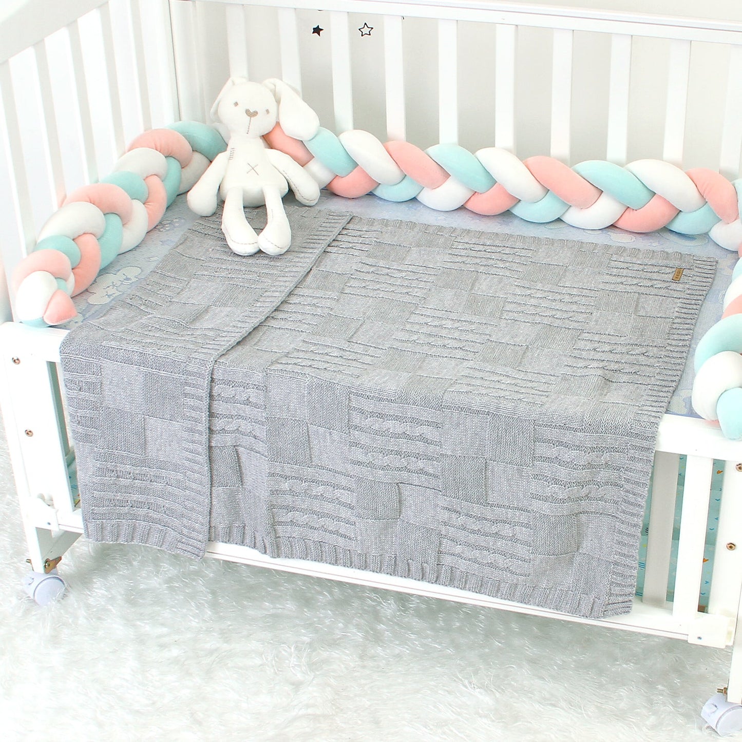 Baby Solid Color Knitted Blanket Baby Windproof Cover Baby