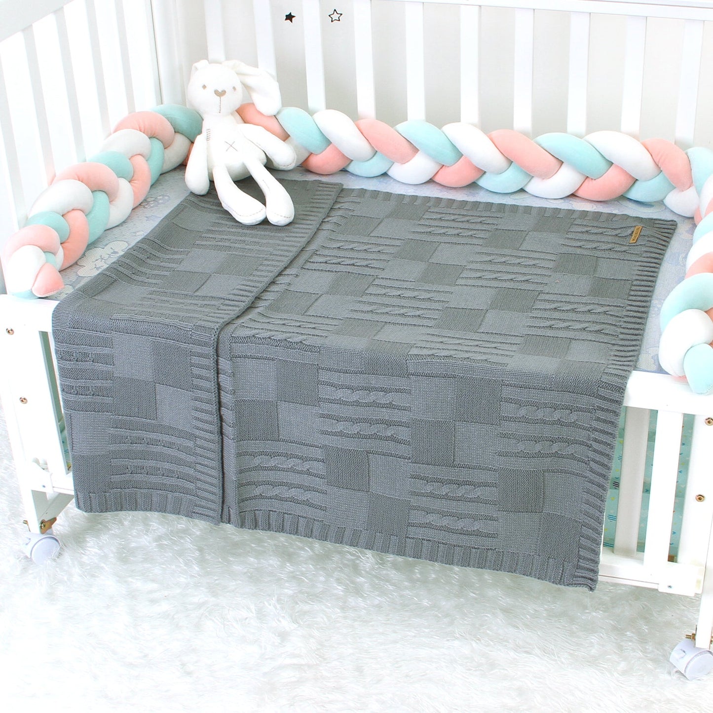 Baby Solid Color Knitted Blanket Baby Windproof Cover Baby