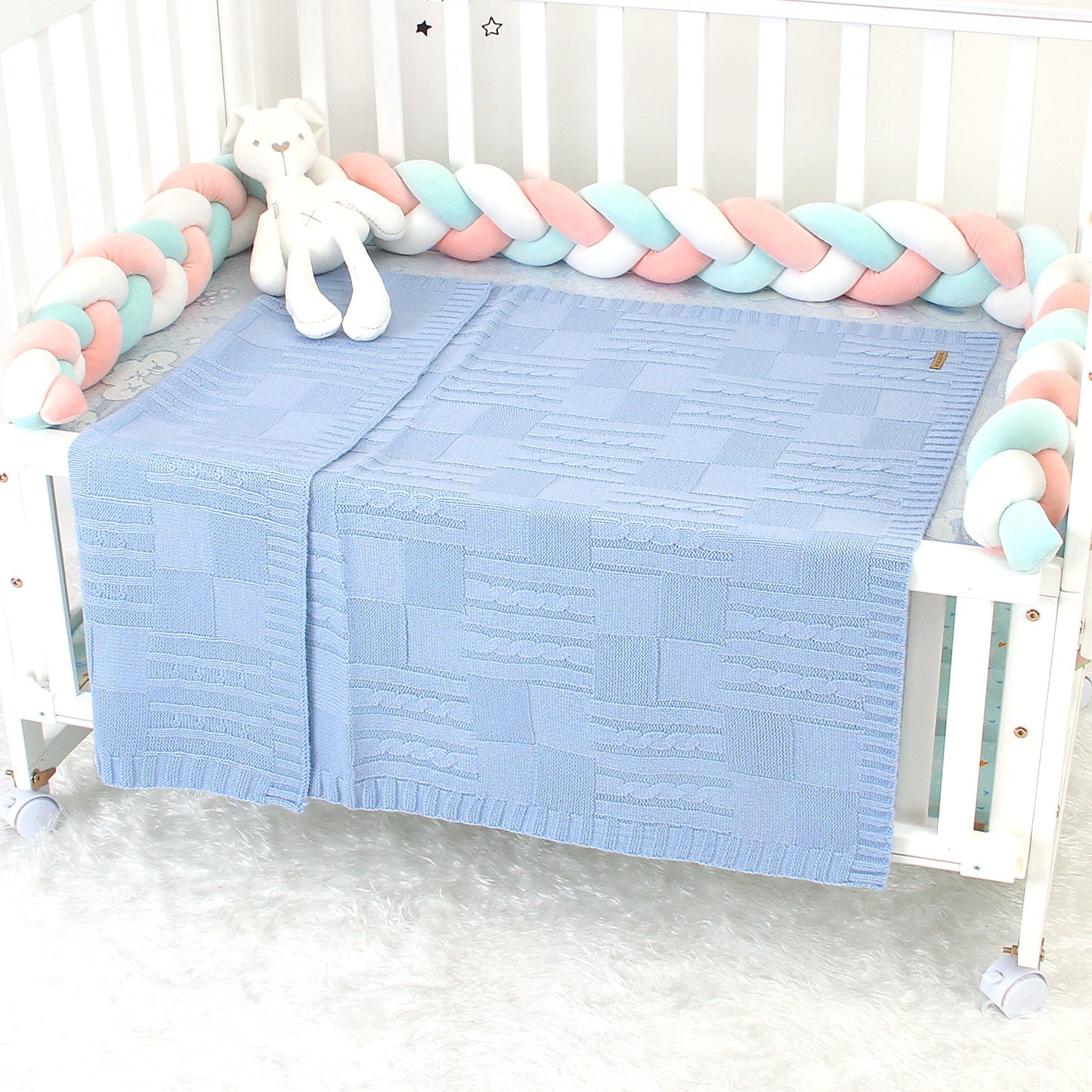 Baby Solid Color Knitted Blanket Baby Windproof Cover Baby