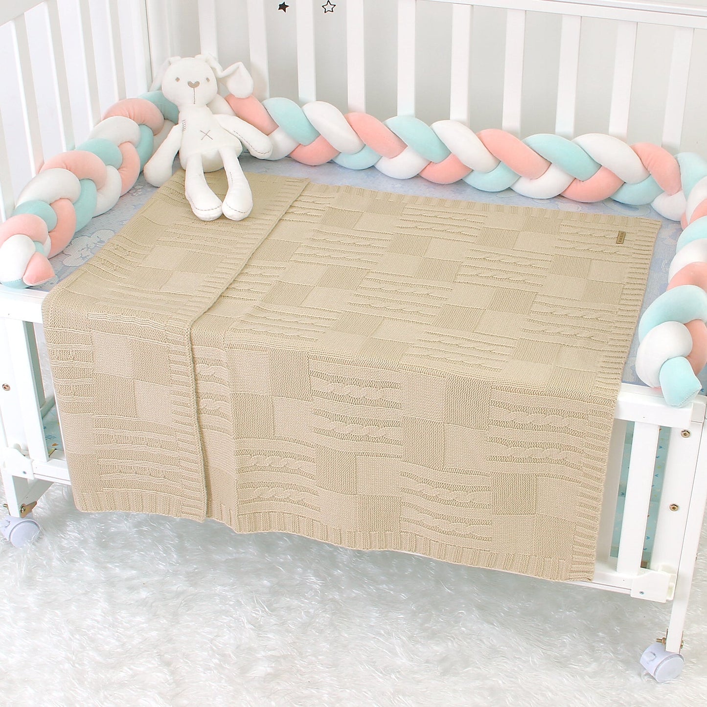 Baby Solid Color Knitted Blanket Baby Windproof Cover Baby