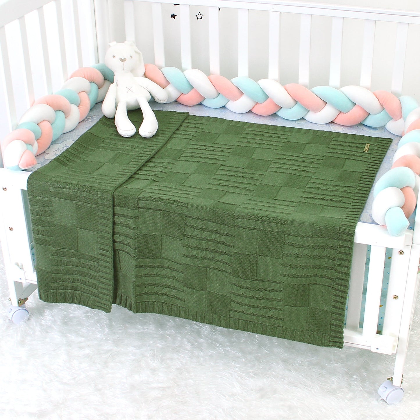 Baby Solid Color Knitted Blanket Baby Windproof Cover Baby