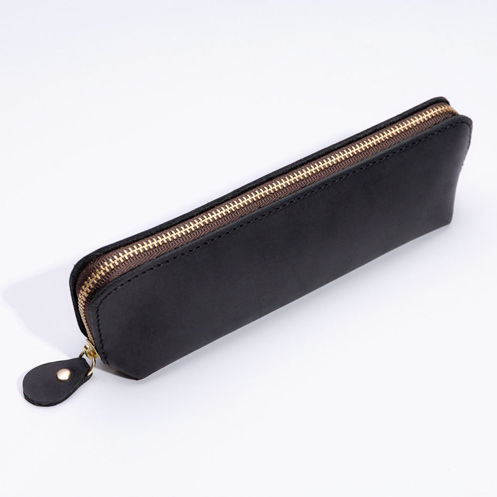 Retro Fashion Genuine Leather Creative Pencil Case