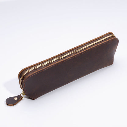 Retro Fashion Genuine Leather Creative Pencil Case