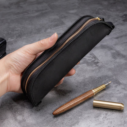 Handmade Genuine Leather Creative Fashion Retro Zipper Pencil Case