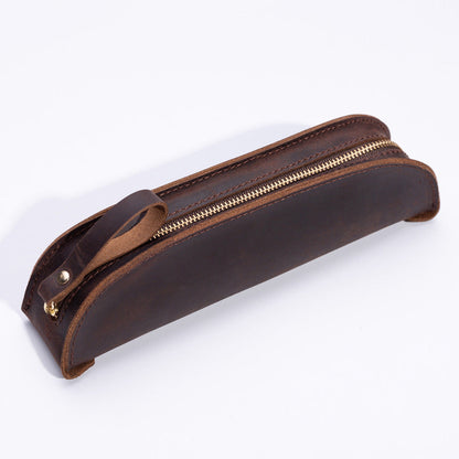 Handmade Genuine Leather Creative Fashion Retro Zipper Pencil Case