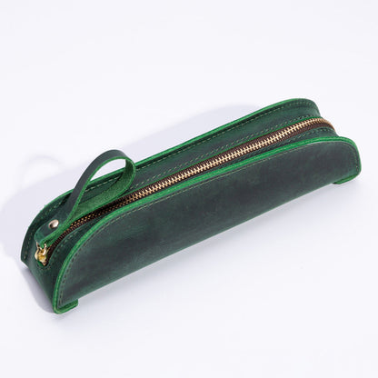 Handmade Genuine Leather Creative Fashion Retro Zipper Pencil Case