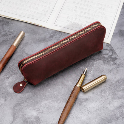 Retro Fashion Genuine Leather Creative Pencil Case